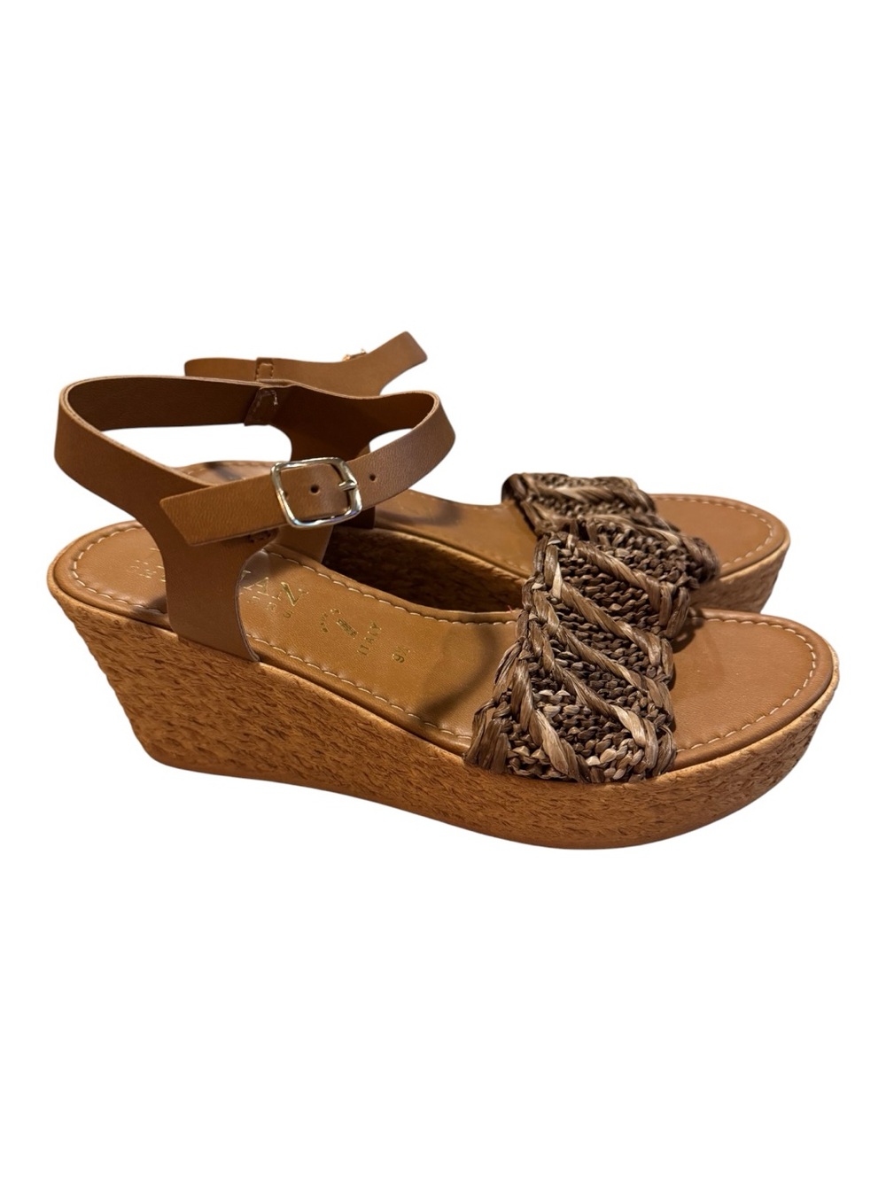 Italian Shoemakers Tan Braided Wedge Sandals